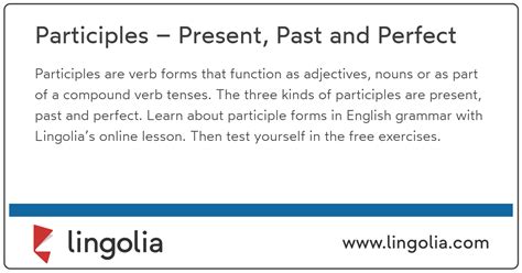 Participles Present Past And Perfect Exercise On Participles Mix