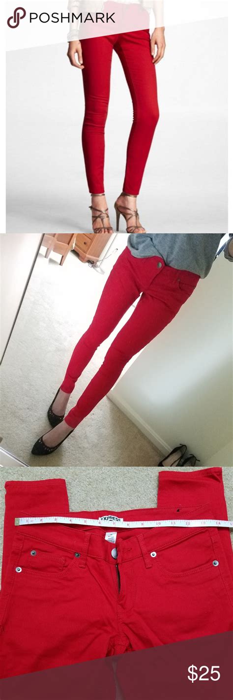 🍒express Cherry Red Low Rise Jean Legging 0 Short Jean Leggings Low