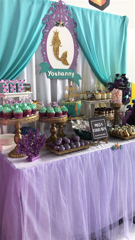 Mermaid candy table | Candy table, Mermaid birthday party, Table