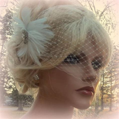 Bridal Feather Fascinator With Vintage Style Pearl Rhinestone Jewel