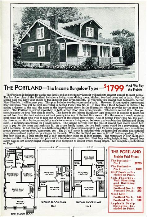 The Portland Kit House Floor Plan Made By The Aladdin Company In Bay