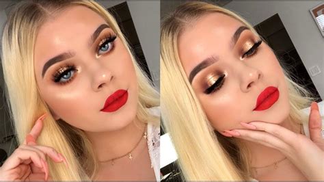 Classic Holiday Glam Makeup Tutorial Bronze Eyes And Red
