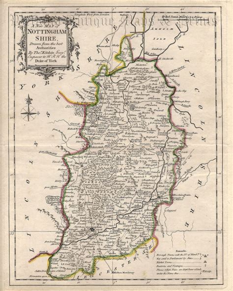 A New Map Of Nottingham Shire Drawn From The Best Authorities By