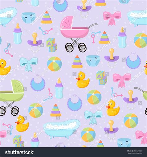 Vector Newborn Baby Seamless Pattern Royalty Free Stock Vector