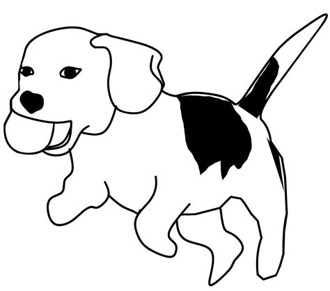 Halaman mewarna anjing dengan bola di mulut