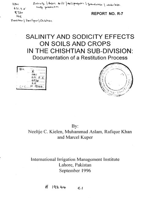 Pdf Salinity And Sodicity Effects On Soils And Crops In The Chishtian
