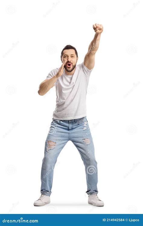 Young Man Cheering And Shouting Stock Photo Image Of Soccer