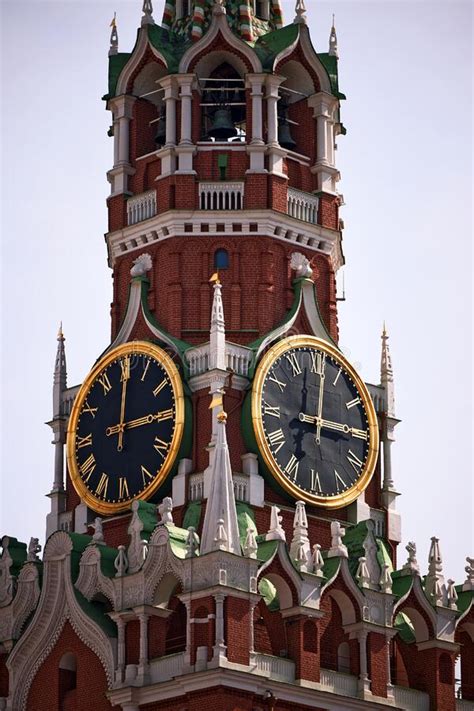 Spasskaya Tower Of Moscow Kremlin Famous Chimes Are The Main Clock Of