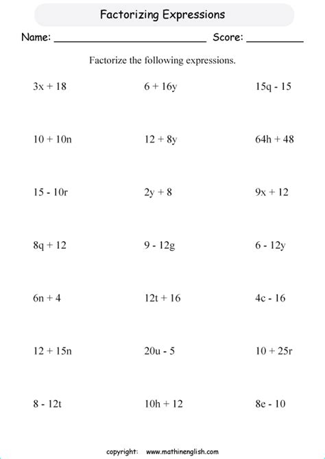 If algebraic expressions are expressed as the product of numbers, variables or expressions, then each of these numbers and multiplication of algebraic expressions. Printable primary math worksheet for math grades 1 to 6 ...