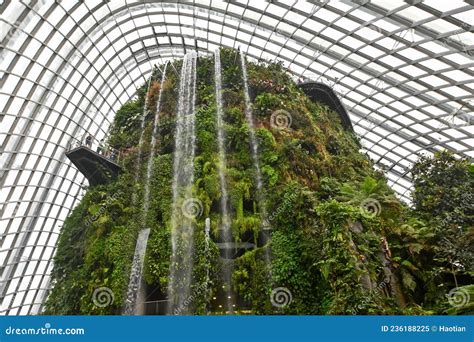 Indoor Waterfall At Cloud Forest Dome Gardens By The Bay Singapore