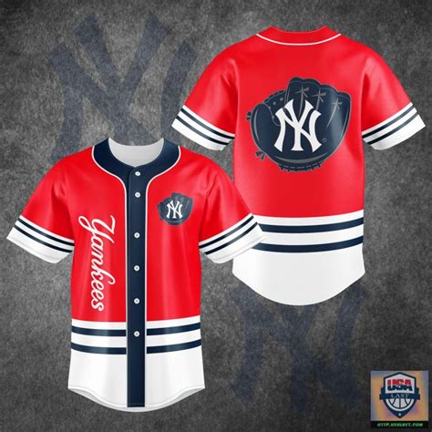 Official New York Yankees Red White Baseball Jersey Shirt Usalast