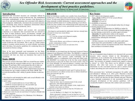 Pdf Sex Offender Risk Assessments Current Assessment Approaches And The Development Of Best