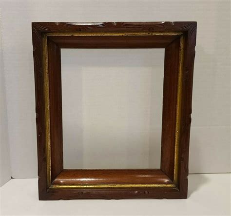 Vintage Antique Wood Gold Gilt Deep Well Picture Frame Mahogany Scroll Wooden Ebay Picture