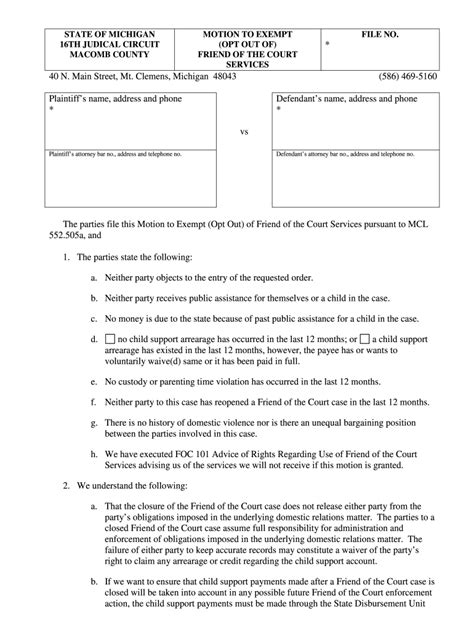 Maybe you would like to learn more about one of these? Macomb County Friend Of The Court Forms - Fill Out and Sign Printable PDF Template | signNow