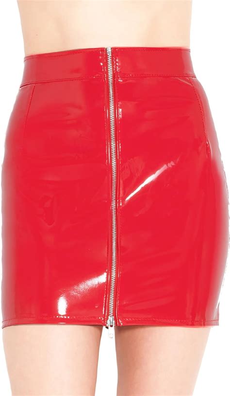 Honour Women S Sexy Mini Skirt In Pvc Red Front Zip Pvc Isabella Style Uk Health