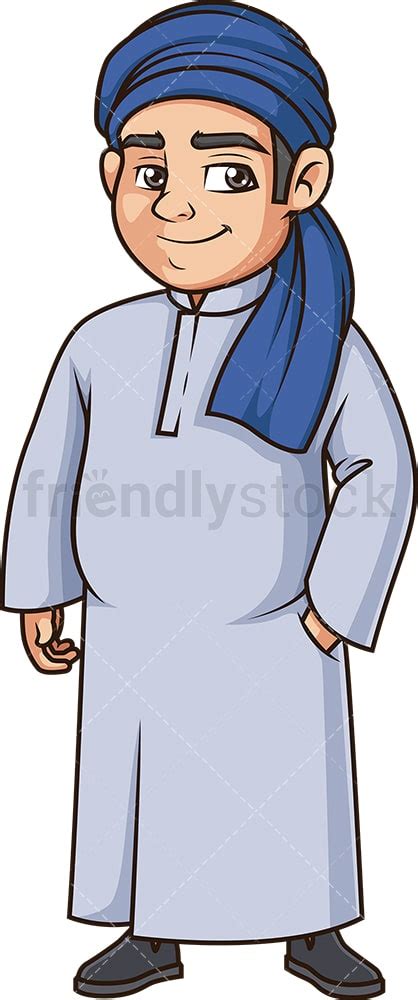Chubby Muslim Man Cartoon Clipart Vector Friendlystock