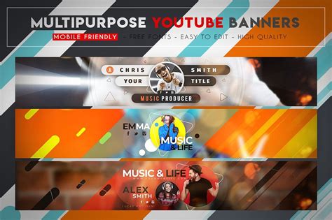 Creative Multipurpose Youtube Banner Youtube Banners Youtube Social