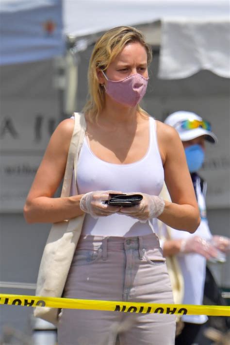 Brie Larsons Hard Nipples In A White Tank Top Of The Day