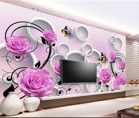 Custom Living Room Mural 3d Photo Wallpaper Non Woven Wall Sticker Pink