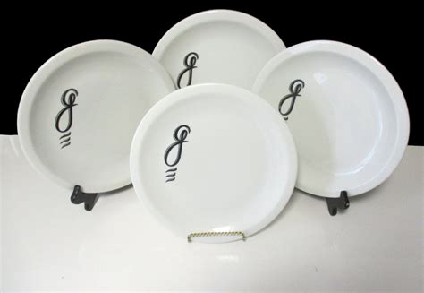 Jackson China Dinner Plates Set Of 4 Black Monogram Etsy Dinner