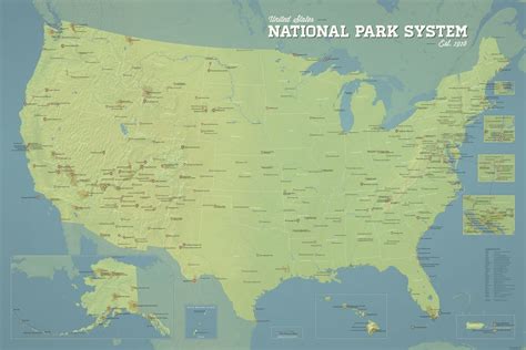 National Park System Units Map 24x36 Poster By Bestmapsever