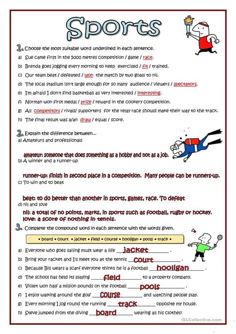 Sports Vocabulary English Esl Worksheets For Distance Learning And Physical Classrooms