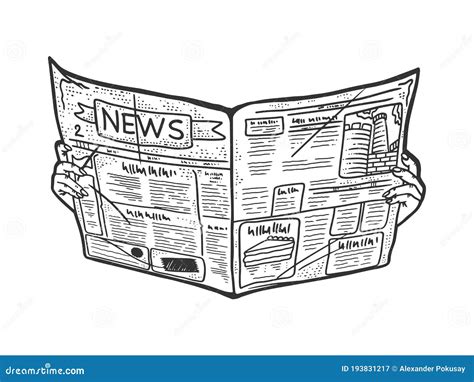 Newspaper In Hands Sketch Vector Illustration Stock Vector