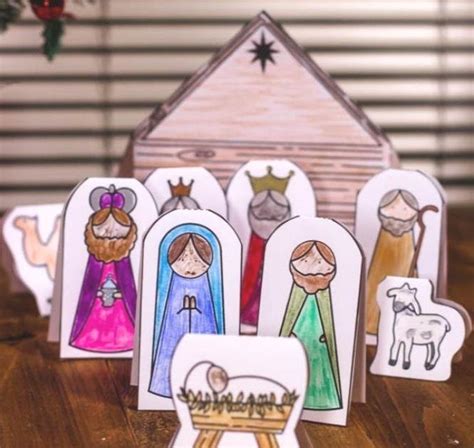 Papermau Color Your Own Easy To Build Nativity Scene Paper Craft For