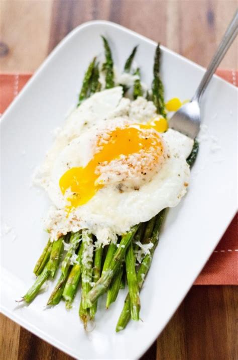 Asparagus With Fried Eggs And Parmesan Cheese Amy Kays Kitchen