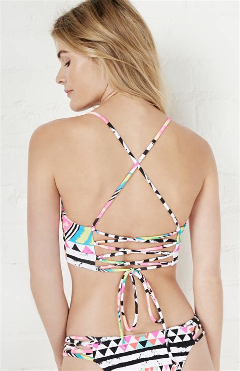 Mara Hoffman Reversible Lattice Weave Bikini Top In Floral Multi Dailylook