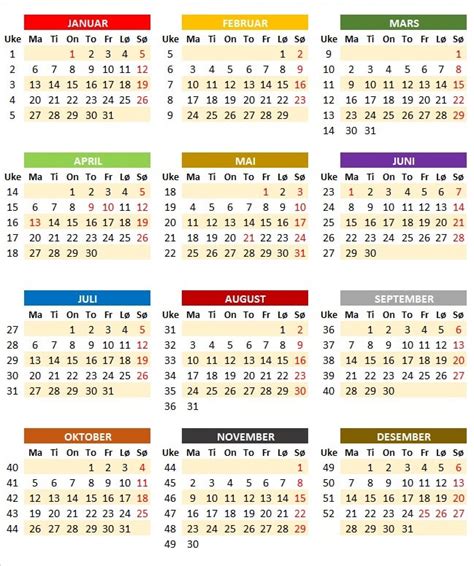 Norsk Kalender 2024 Utskriftsvennlig Cool The Best List Of School