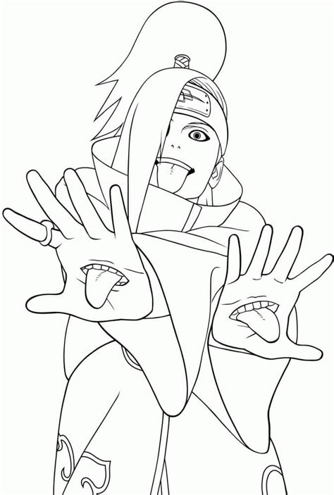 Miembro De Akatsuki Deidara Para Colorear Imprimir E Dibujar Coloringonly Com