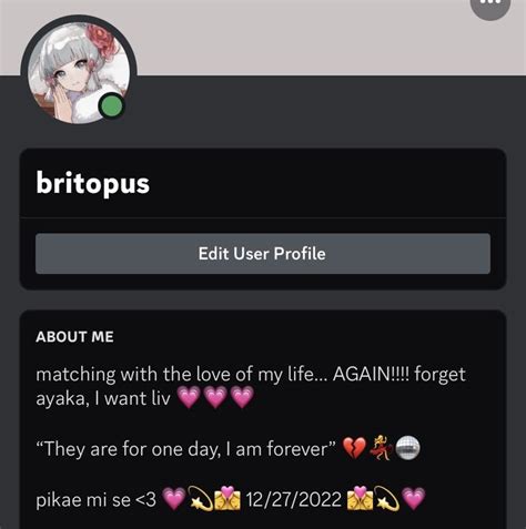 Had To Pull A Discord Moment And Add A Cringy Bio About Said Matching