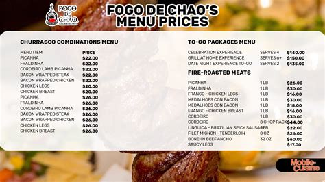 Updated Fogo De Chao Menu Prices On Everything