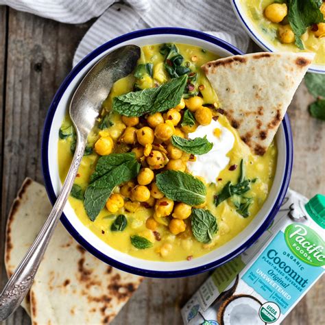 Spiced Chickpea Stew With Coconut Turmeric Recipe Pacific Foods