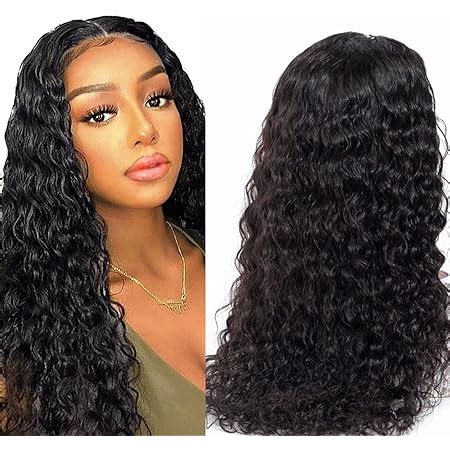 Amazon Com ISEE A Deep Wave Transparent Lace Front Wigs Human Hair Pre Plucked X Lace