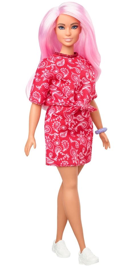 Barbie Fashionistas Doll 151 Long Pink Hair And Red Paisley Outfit