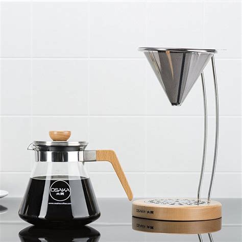 Pour Over Coffee Dripper With Natural Wood Stand Petagadget