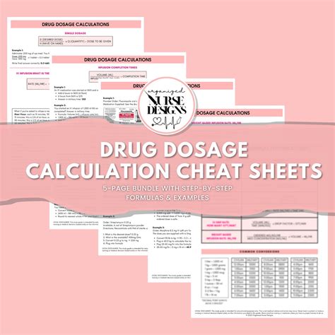 Dosage Calculations Nursing Cheat Sheets Study Guide Bundle Nursing School Study Guide