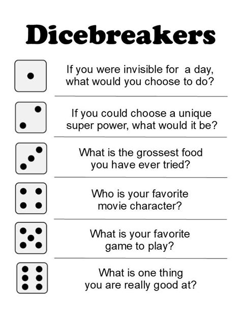 Dicebreakers Ice Breakers Using Dice Icebreaker Activities First Day Of School Activities
