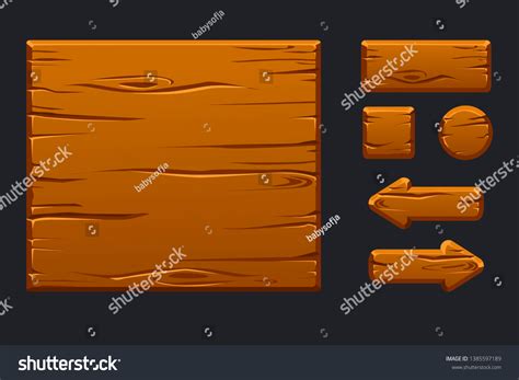 Game Ui Kit Template Wooden Menu Ilustración De Stock 1385597189