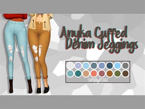 The Sims Resource Anyka Cuffed Denim Jeans