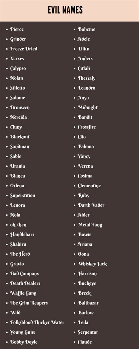 700 Evil Names For Villains And Antagonists In Your Story