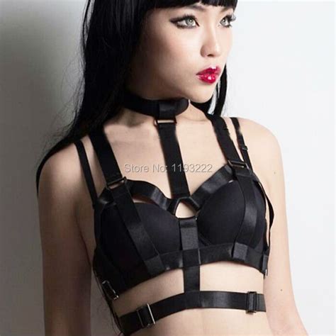 sexy punk goth harajuku garters harness nylon elastic 100 hand made body chest belt in bustiers