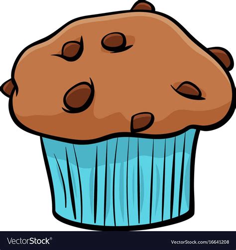 Cartoon Illustration Of Sweet Muffin Cake With Chunks Of Chocolate Clip