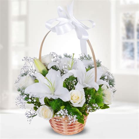 Send Flowers Turkey White Lilium Rose Basket From 69usd