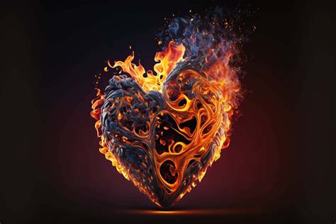 Download A Heart Made Of Fire On A Black Background Wallpaper