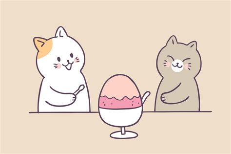 Cartoon Cute Summer Cats And Ice Cream Vector 563167 Vector Art At