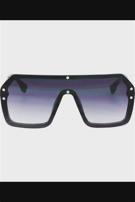 retro oversized shield sunglasses rimless flat top mirror glasses women men black gradient