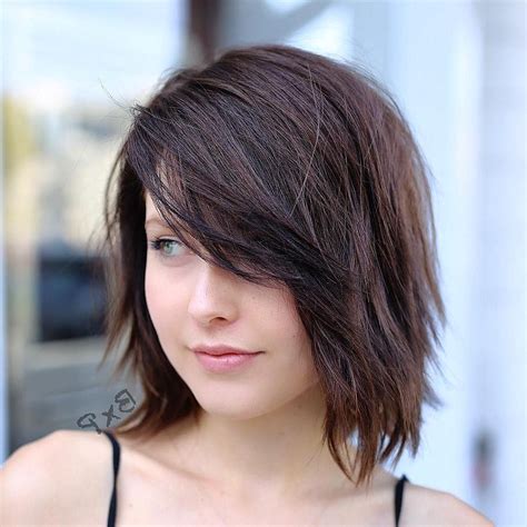 Stacked bob with wispy layers. 20 Collection of Wispy Bob Hairstyles with Long Bangs